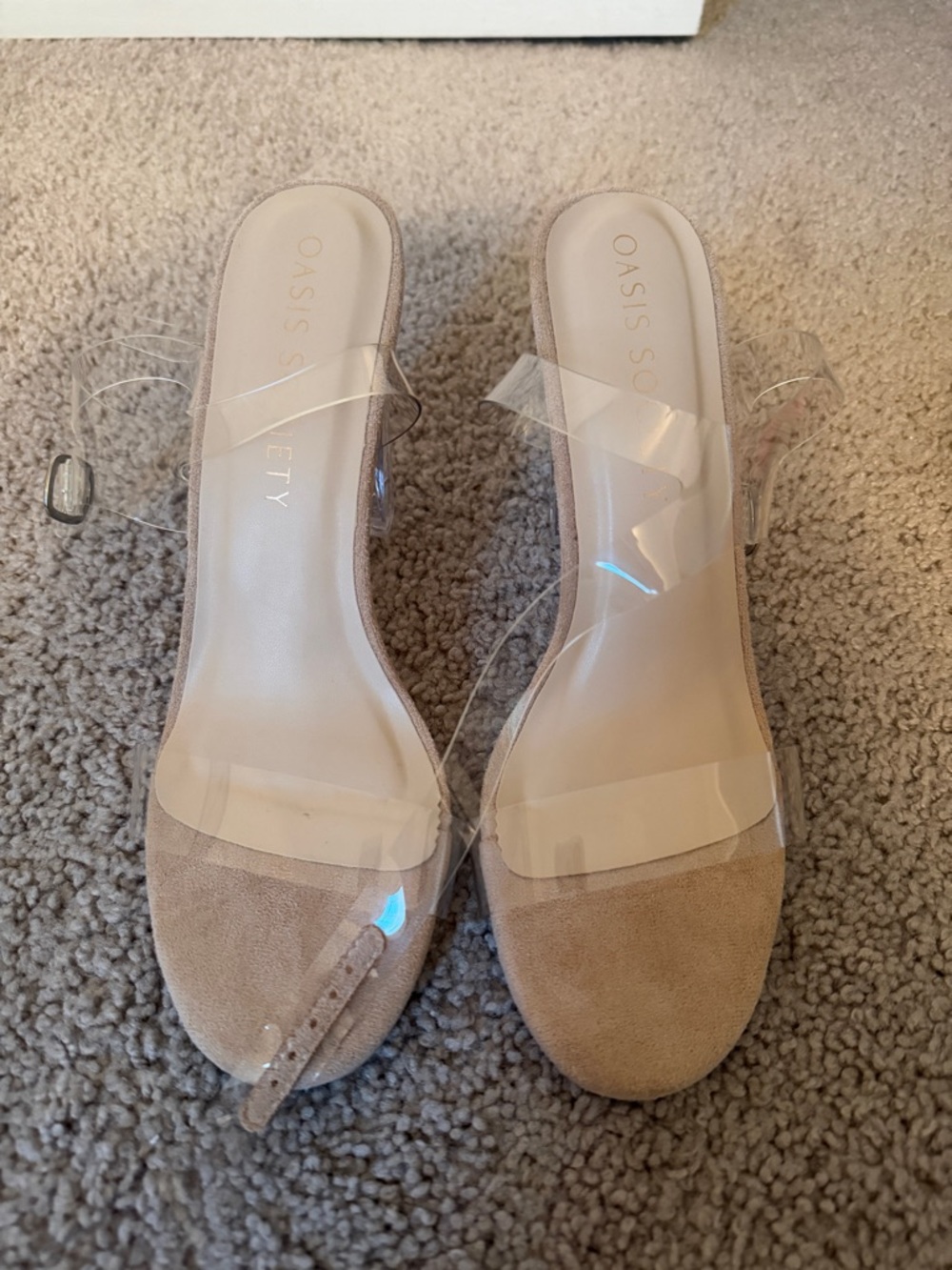 Oasis Society Women’s Nude Clear Strap Block Heel Sandals from Vici - 8.5